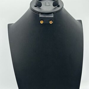 Gold Toned Rose Stud Earrings Post Back